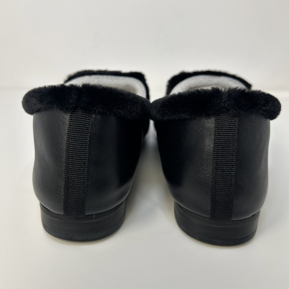 Trotters Glory Women's Loafers Black Leather Faux Fur Lined 7W 7 Wide NIB - Picture 3 of 12